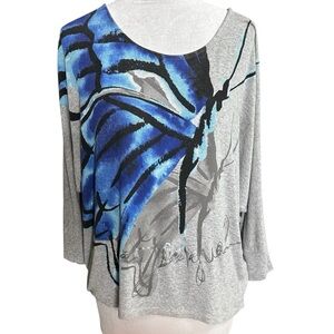 Desigual Women’s Butterfly Long Sleeve Top. Size Small